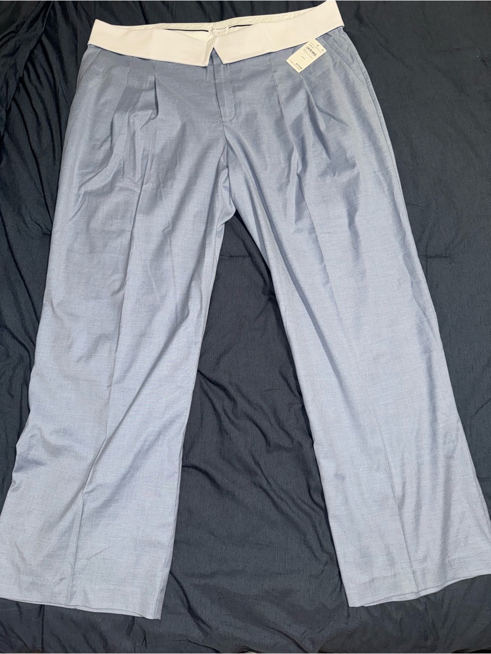 NWT Good American Women's Wide-Leg Tailored Pants in Light Blue SIZE 18 - Picture 2 of 5